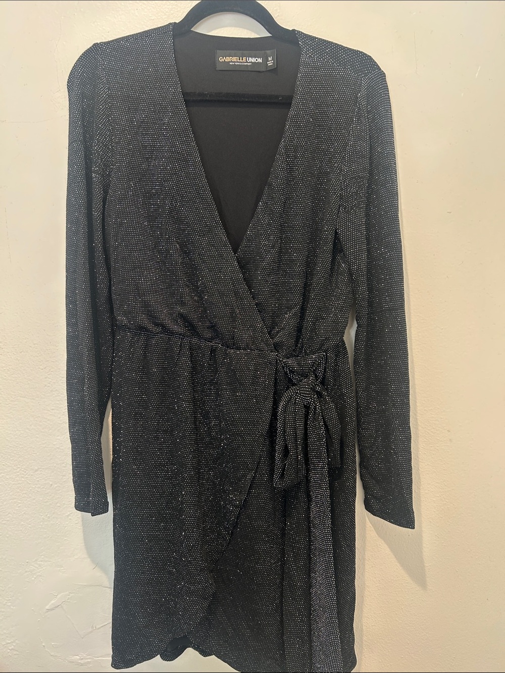New York Company Black Sparkle Wrap Dress